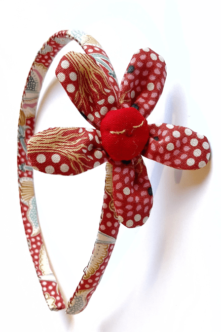 Diadema para niña de flores rojo y blanco Diadema para niña de flores rojo y blanco
